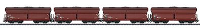 Marklin 46260 HO Scale Type Fad 167 Hopper Car w/Real Coal Load 4-Pack - 3-Rail - Ready to Run -- w/Minden-Dortsfeld Trucks German Federal Railroad DB (Era IV, brown, weathered