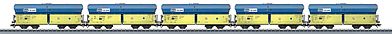 Marklin 46263 HO Scale Polish State Railroad PKP Era V 5-Pack - 3-Rail - Ready to Run -- Type Falns Hopper (blue, yellow)
