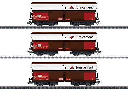 Marklin 46279 HO Scale Type Fals Hopper 3-Pack - 3-Rail - Ready to Run -- Jura Cement (Era V, red, Boxcar Red, white)