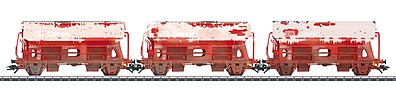 Marklin 46304 HO Scale Type Tds Side Dump 3-Pack - 3-Rail Ready to Run -- German Railroad DB AG (Era V, Weathered, Boxcar Red)