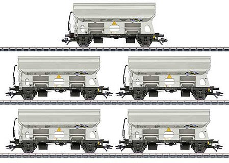 Marklin 46306 HO Scale Type Tds Covered Hopper with Hinged Roof 5-Pack - 3-Rail - Ready to Run -- Armita Wagons Amsterdam (Era IV, gray)