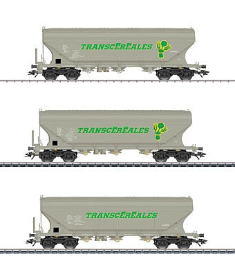 Marklin 46344 HO Scale Type Uapps Covered Hopper - 3-Rail Ready to Run -- Belgian State Railways SNCB (Era VI, gray, green, Transcereales)