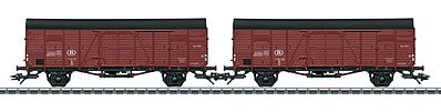 Marklin 46383 HO Scale Type Glm Boxcars 2-Pack - 3-Rail Ready to Run -- Belgian State Railways SNCB/NMBS (Era III, Boxcar Red, black)