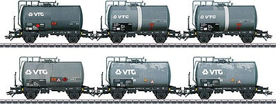 Marklin 46436 HO Scale Type Zs Tank Car 6-Pack - 3-Rail Ready to Run -- VTG (Era VI, Weathered, gray)