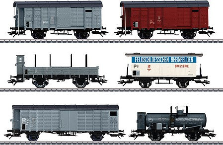Marklin 46520 HO Scale Kofferli 6-Car Freight Set - 3-Rail - Ready to Run -- Swiss Federal Railways SBB (Era II 1919, Mixed Schemes)