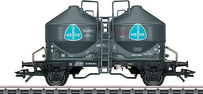 Marklin 46619 HO Scale Type Kds 54 Covered Hopper/Silo No Brakeman's Platform - 3-Rail Ready to Run -- Quarz-Werke (Era III, black, gray, blue)