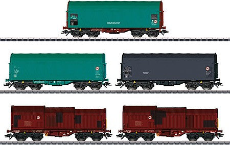 Marklin 46875 HO Scale 3 Type Shimmns Sliding Tarp, 2 Shimms Telescope Cars - 3-Rail - Ready to Run -- Belgian State Railways SNCB (Era VI 2020)