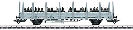 Marklin 46937 HO Scale Type Ks Stake Car with Railroad Wheel Load - 3-Rail - Ready to Run -- Swiss Federal Railways SBB (Era IV 1970s, gray)