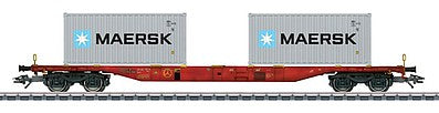 Marklin 47059 HO Scale Type Sgnss Container Flatcar w/Load - 3-Rail Ready to Run -- Touax (Era VI 2014, orange, 2 Maersk 20' Containers)
