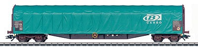 Marklin 47063 HO Scale Type Rils Sliding Tarp Car - 3-Rail Ready to Run -- Belgian State Railways SNCB (Era VI 2001, aqua)