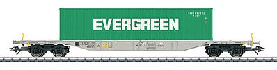 Marklin 47065 HO Scale Type Sgnss 114 Container Flatcar w/Load - 3-Rail Ready to Run -- AAE Cargo (Era VI 2015, gray, 40' Evergreen Container)