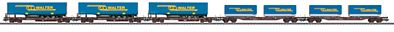 Marklin 47075 HO Scale Flat Car Set w/Containers & Semi Trailers pkg(5) (Limited Edition) -- LDW Walter