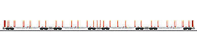 Marklin 47085 HO Scale KLV Type Sgns Bulkhead Flatcar w/Log Bunk 4-Pack - 3-Rail - Ready to Run -- Hector Rail AB, SE-Danderyd (Era VI 2014, gray, yellow)