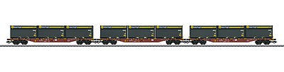 Marklin 47090 HO Scale Type Sgnss Container Flatcar w/WoodTainer XXL Load 3-Pack - 3-Rail Ready to Ru -- German Railroad DB AG Set #1 (Era VI, Boxcar Red)