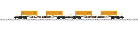 Marklin 47130 HO Scale Type Sgns Flatcar with KLV Tub Load 2-Pack - 3-Rail - Ready to Run -- AAE 1 (Era VI, Boxcar Red, yellow KLV Tubs, Stuttgart 21)