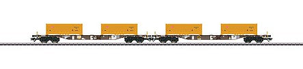 Marklin 47131 HO Scale Type Sgns Flatcar with KLV Tub Load 2-Pack - 3-Rail - Ready to Run -- AAE 2 (Era VI, Boxcar Red, yellow KLV Tubs, Stuttgart 21)