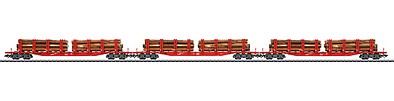 Marklin 47144 HO Scale Type Snps 719 Stake Flatcar w/Log Load 3-Pack - 3-Rail Ready to Run -- German Railroad DB AG (Era VI, red, black)