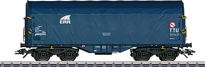 Marklin 47214 HO Scale Type Shimmns Short Sliding Tarp Car 3-Pack - 3-Rail - Ready to Run -- European Rail Rent ERR (Era VI 2014, blue)