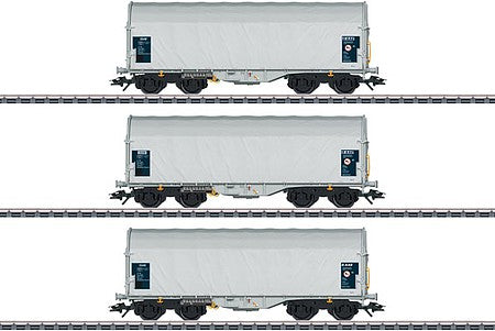 Marklin 47219 HO Scale Type Shimmns Sliding Tarp Car 3-Pack - 3-Rail - Ready to Run -- AAE 1 (Era VI 2015, gray)