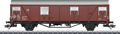 Marklin 47329 HO Scale Type Gbs 254 Boxcar - 3-Rail Ready to Run -- German Federal Railroad DB (Era IV 1972, Boxcar Red, silver)