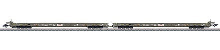 Marklin 47406 HO Scale Well-Depressed Center Rolling Road Flatcar 2-Pack - 3-Rail - Ready to Run -- HUPAC (Era V, gray)