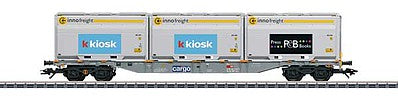Marklin 47459 HO Scale Type Sgnss Container Flatcar with 3 Bulk Powder Containers - 3-Rail - Ready to -- Swiss Federal Railways SBB CFF FFS (Era VI 2010, gray, Innofreight Container