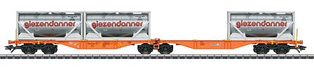 Marklin 47805 HO Scale Type Sggrss Container Flatcar with Tank Containers - 3-Rail - Ready to Run -- Wascosa (Era VI 2011, orange, silver Containers)