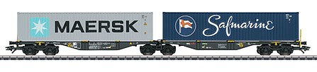 Marklin 47806 HO Scale Type Sggrss 80 Container Flatcar with 40' Containers - 3-Rail - Ready to Run -- RailReLease (Era VI 2016, black, Maersk and Safmarine Containers)