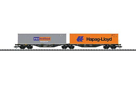 Marklin 47807 HO Scale Type Sggrss 80 2-Unit Articulated Container Car with 40' Containers - 3-Rail - -- RailReLease B.V. (Era VI 2016, black; Hapag Lloyd and P&O Nedlloyd Container