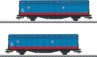 Marklin 48013 HO Scale Type Hbbillns High-Capacity Sliding-Wall Boxcar 2-Pack - 3-Rail - Ready to Run -- Swedish State Railways SJ (Era VI 2009)