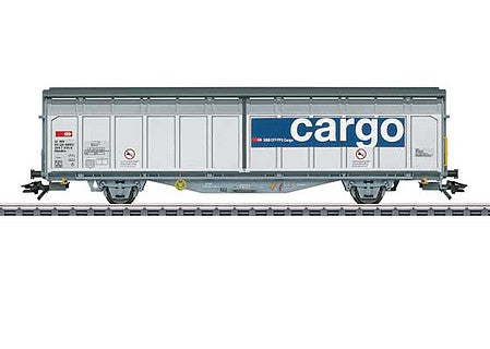 Marklin 48015 HO Scale Type Hbbillns High-Capacity Sliding-Wall Boxcar 2-Pack - 3-Rail - Ready to Run -- Swiss Federal Railways SBB/CFF/FFS (Era VI 2017, gray, blue)
