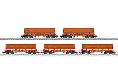 Marklin 48457 HO Scale Type Eamos Side Dump Car 5-Pack - 3-Rail Ready to Run -- RTS Rail Transport Service (Era VI 2015, orange)