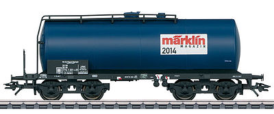 Marklin 48514 HO Scale 4-Axle Tank Car w/Brakeman's Platform - 3-Rail - Ready to Run -- 2014 Marklin Magazine Car (blue, white)