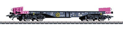 Marklin 48657 HO Scale Type Sgmmns 4505 Heavy-Duty Flatcar - 3-Rail - Ready to Run -- V & M Deutschland (Era VI, gray, purple, yellow)