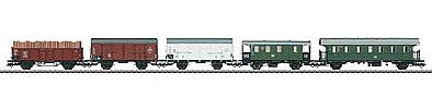 Marklin 48816 HO Scale DB Era III Mixed Train 5-Car Set - 3-Rail - Ready to Run -- German Federal Railroad DB (Era III, 1958)