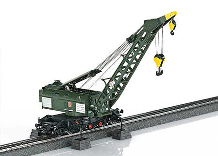 Marklin 49571 HO Scale Type 058 Steam Crane - 3-Rail - Sound and Digital -- German Federal Railroad DB (Era IV 1977, green, yellow, black)