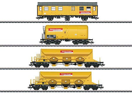 Marklin 49969 HO Scale Track Maintenance 4-Car Set - 3-Rail - Ready to Run - Exclusiv -- German Railroad Track Laying Company DBG (Era VI 2012, yellow, red)