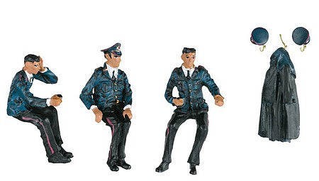 Marklin 56407 I Scale Railroad Workers -- 3 Seated Figures, 2 Caps, Coat