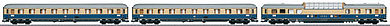 Marklin 58058 I Scale 1962 Rheingold 3-Car Passenger Set w/Interior Lights & Detail - Ready to Run -- German Federal Railway EE (2 Type Avum 111 & Adum Dome; Era IV, blue, cream)
