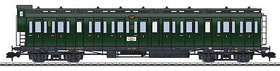 Marklin 58083 1:32 Scale Type C4 Pr 04 3rd Class Compartment Car w/Interior Light - Ready to Run -- German State Railroad Company DRG #1 (Era II, green)