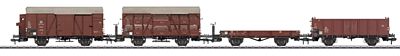 Marklin 58207 I Scale Freight Car Set pkg(4) -- German Federal Railroad (1 each: Gondola, Low Side Car, Stake Car, Boxcar)
