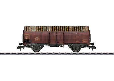 Marklin 58307 1:32 Scale Type Omm 52 Gondola w/Log Load - Ready to Run -- German Federal Railroad DB #864739 (Era III, Weathered, Boxcar Red)