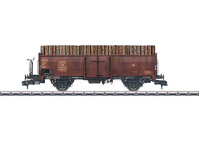 Marklin 58308 1:32 Scale Type Omm 52 Gondola w/Log Load - Ready to Run -- German Federal Railroad DB #866037 (Era III, Weathered, Boxcar Red)