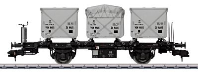 Marklin 58471 I Scale Type BT 10 Flatcar w/Eokrt 011 & Edkrt 201 Container Load - Ready to Run -- German Federal Railroad DB (Era III, black w/gray Containers)