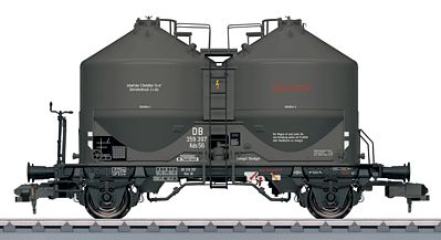 Marklin 58614 I Scale Type Kds 56 Covered Hopper/Silo w/Brakeman's Platform 2-Pack - Ready to Run -- German Federal Railway (Era III; 1 Each: Light Gray, Dark Gray)
