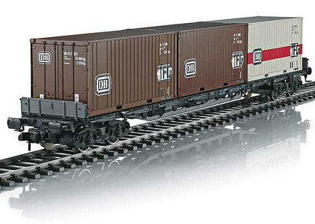 Marklin 58710 1:32 Scale Type Sgjs 716 Container Flatcar with 3 Containers - Ready to Run -- German Federal Railroad DB 31 80 443 7 609-9 (Era IV, black, DB-TFG Containe