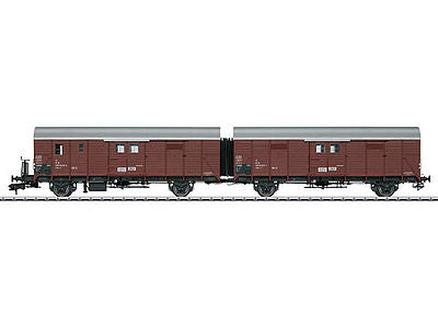 Marklin 58823 1:32 Scale Leig Unit Type Hkr-z 321 2-Unit Boxcar - Ready to Run -- German Federal Railroad DB #1 (Era IV, Boxcar Red, silver)
