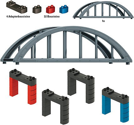 Marklin 72218 HO Scale Elevated Railroad Bridge Building Block Set - My World -- Kit - Compatible with Several Brands of Plastic Building Blocks