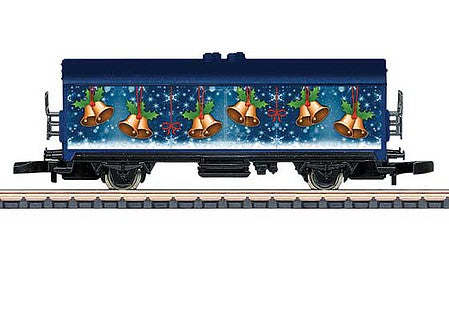 Marklin 80628 Z Scale 2-Axle Reefer - Ready to Run -- 2018 Markin Christmas Car (blue with Bells)
