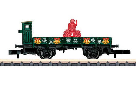 Marklin 80630 Z Scale Type X05 Flatcar with Brakeman's Cab and Load - Ready to Run -- 2020 Christmas Car in Ornament Case (green, gold)